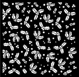 Stamperia CLASSIC CHRISTMAS - STENCIL - GOOSEBERRY - 18CM X 18CM, Holly - Picture 1 of 2