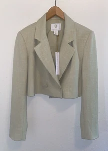 NWT HOUSE OF HARLOW 1960 Chic CROPPED Green Blazer Coat Jacket Large - Picture 1 of 3