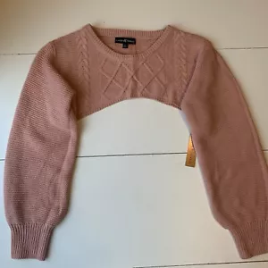 Almost Famous Women’s Baby Pink Crop Top Knit Crocheted Size:L - Picture 1 of 7