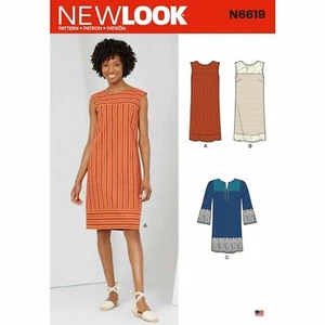 New Look Sewing Pattern 6619 Misses 10-22 Easy Shift Dress Sleeve Neckline Var - Picture 1 of 5