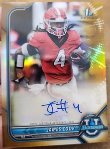 JAMES COOK 2021-22 BOWMAN UNIVERSITY 1ST CHROME RC GOLD REFRACTOR AUTO 44/50 - Picture 1 of 3