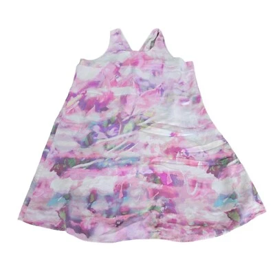 Vestido sin mangas Cynthia Rowley 100 % seda multicolor acuarela talla 8 Foto 1 de 4