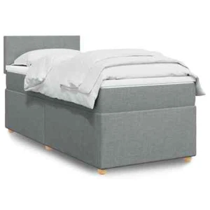 Letto a molle box con materasso grigio chiaro 80x200 cm tessuto - Foto 1 di 11