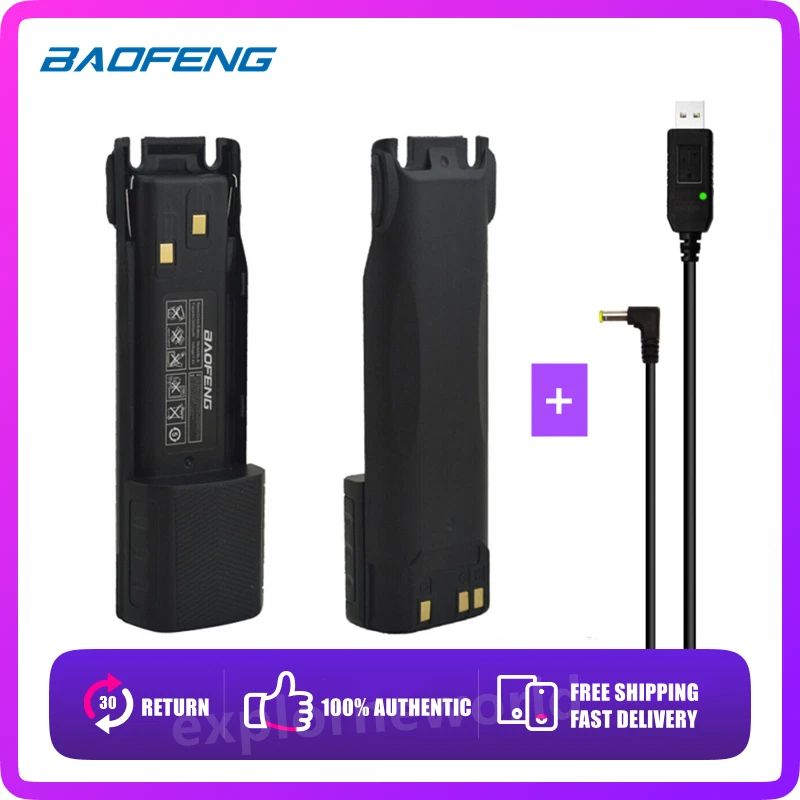 2Pcs Baofeng 3800mAh 7.4V Batteries & USB Charger Cable for UV-82 UV-82X Radio - Image 1 of 4
