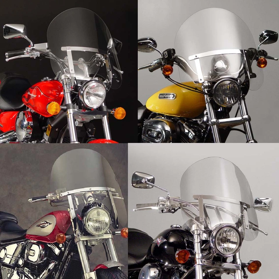 PARABREZZA MOTO CUSTOM HARLEY HONDA GUZZI YAMAHA KAWASAKI SUZUKI SPORTSTER DYNA - Immagine 1 di 4