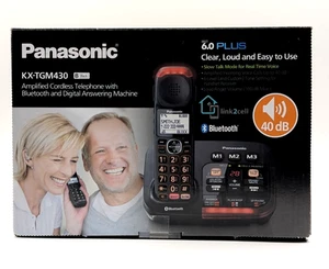 Wzmacniany telefon bezprzewodowy Panasonic z Bluetooth i cyfrową sekretarką 6.0 - Zdjęcie 1 z 5