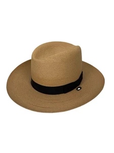 Stratton Self Forming Straw Weave Hat Size 6 7/8 Patrol Cap USA Brown No Strap - Picture 1 of 17