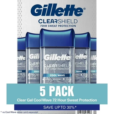 Gillette Cool Wave Clear Gel Men's Antiperspirant and Deodorant (3.8 oz., 5 pk.) - Image 1 of 2