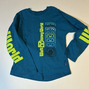 Walt Disney World Spirit Jersey Long Sleeve Small 5/6 Repeating Logo Blue Green - Picture 1 of 7