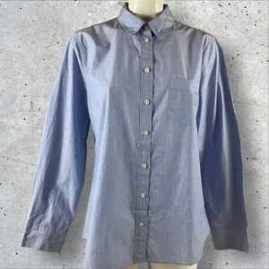 J Crew Shirt Womens Large Blue Signature Fit Button Long Sleeve Cotton NEW 292 - Picture 1 of 13