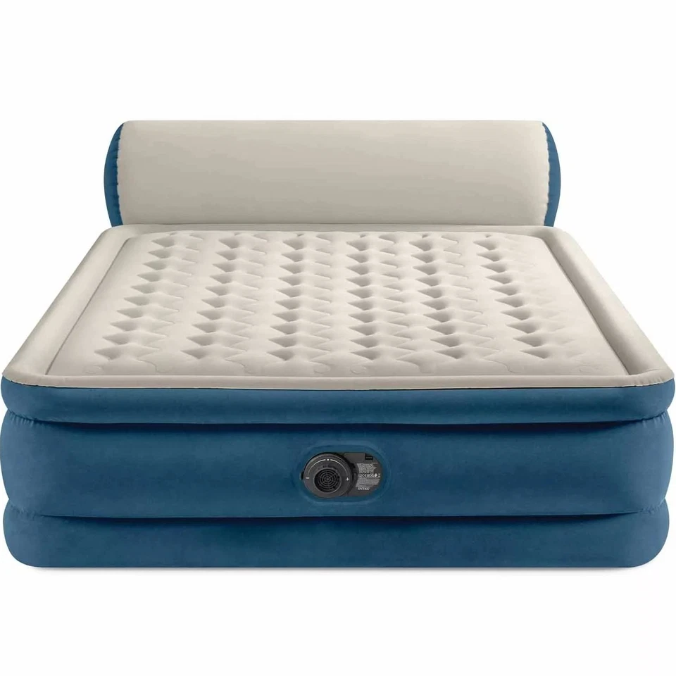Intex Luftbett mit Pumpe Gästebett Bett Rückenlehne Luftmatratze 229x152x79 cm - Bild 1 von 4