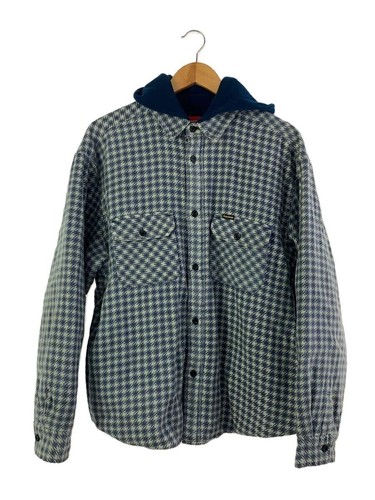 Supreme Parka Zip M Cotone NVY Piede di Poule 22AW Cappuccio di Flanella con Pied de Poule