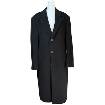 Brooks Brothers 346 Wool Cashmere Coat Black Trench Overcoat Men's Size 42R Lux - Image 1 of 4