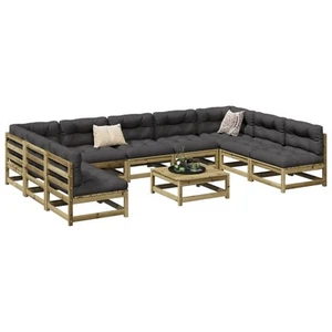 Vidaxl Gartenmöbel Sofa Garnitur Lounge Sitzgruppe 10-tlg. Massivholz Douglasie - Bild 1 von 53
