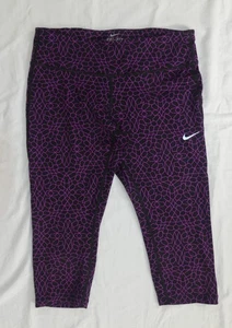 NIKE Dri-Fit Rosa y Negro Deportes Hasta la Rodilla Leggings Medianos / Reino Unido 12 - Imagen 1 de 4