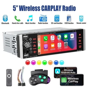 5" Autoradio 1 DIN Wireless Apple Carplay Android Auto USB AUX FM Bluetooth TF - Bild 1 von 22
