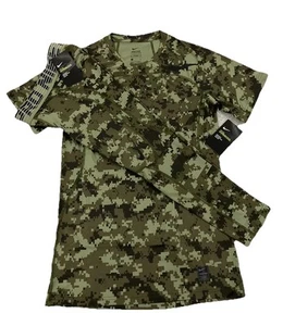 Nike Pro Camo Mens Size SMALL S Hypercool T Shirt And 3/4 Leggings SET - Picture 1 of 12