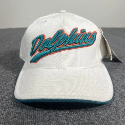 Gorra de los Miami Dolphins para hombre con correa trasera blanca verde azulado NFL fútbol americano guión retroceso Foto 1 de 4
