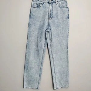 Pacsun 90's Boyfriend Light Blue Distressed Jeans Butterflies Design Sz 27 Flaws - Picture 1 of 14
