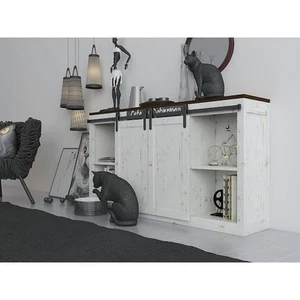 60 in. Black Miniature Hook Sliding Barn Door Hardware for Double Furniture Wood - Picture 1 of 6