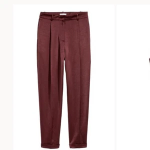H&M Satin Relaxed Fit Cropped tapered leg cuffed hem pants Burgundy size 6 - Picture 1 of 13