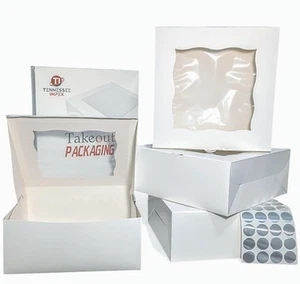 25 Cake Boxes Clear Window 12 x 12 x 5 Inches for Cakes Cupcakes Pies Donuts ... - Picture 1 of 7