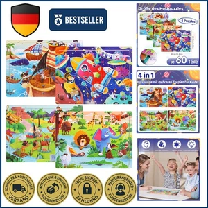 4 Kinderpuzzle Ab 2 Jahre - Holzpuzzle Kinder - Puzzle Kinder Ab 3 Kinder An Geb - Bild 1 von 10