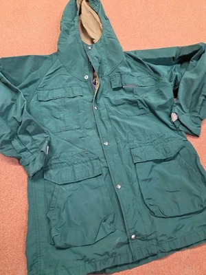 Винтажный Sierra Designs 60/40 Куртка Пальто парка зеленый желтовато-коричневый с капюшоном нейлона горы - Изображение 1 из 4