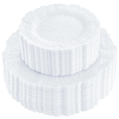 60PCS White Plastic Plates-Disposable Plates for Party, White Disposable Plat... - Image 1 of 4