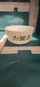 Vintage Fire-King Anchor Hocking Custard Bowl – Meadow Green Floral Milk Glass 4 - Picture 1 of 12