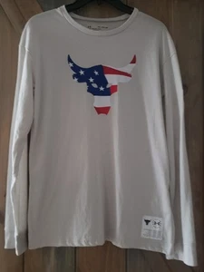 Under Armour Boys Youth YXL Long Sleeve Shirt Loose Fit Top White Crewneck USA - Picture 1 of 6