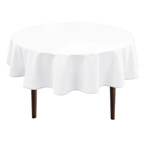 Hiasan White Round Tablecloth 60 Inch - Waterproof Stain Resistant Spillproof... - Picture 1 of 6