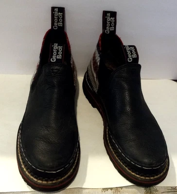Georgia Giant Boot Black Genuine Leather Romeo Embroidered Back 9 M Womens Boots - Image 1 of 4