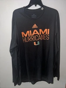 MIAMI HURRICANES GAME USED BLACK ADIDAS CREATOR TEE LONG SLEEVE SIZE 2XL Jn - Picture 1 of 7