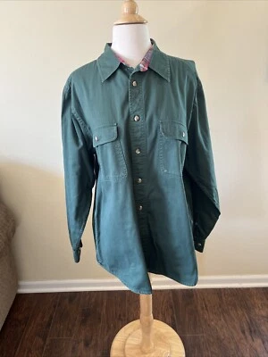 Scandia Woods Denim Plaid Lined Long Sleeve Button Up Green Large - Image 1 of 4