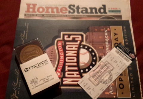 WASHINGTON NATIONALS INAUGURAL GAME DAY PROGRAM, GAME GUIDE, TICKET STUB, COIN Cover