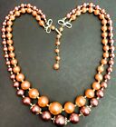 Vintage 2 Strand Orange/purple  Faux Pearl Necklace