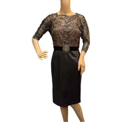 Byron Lars Beauty Mark Womens Size 6 Sheath Dress with Gold and Black Sequins - Image 1 of 4