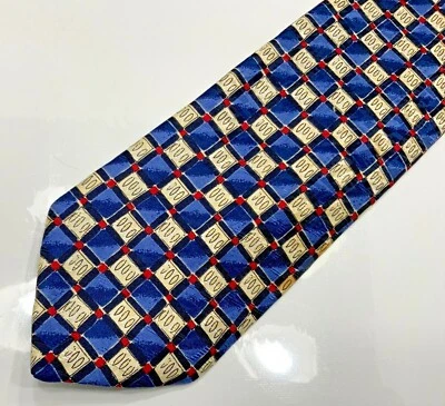 TINO COSMA 蓝色红色奶油几何织布 100% 丝绸豪华项链意大利制造 — 第 1/4 张图片