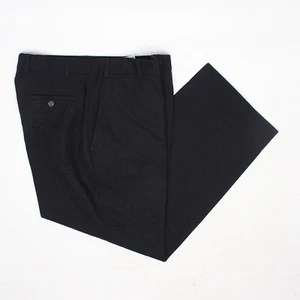 Armani Collezioni Dress Pants Mens 34x29 Solid Black Wool Flat Front Trousers - Picture 1 of 8