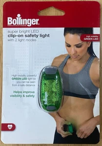 Bollinger ~ Green LED Walking Clip-On Light ~ 2 Light Modes ~ Brand New ~ Sealed - Picture 1 of 2