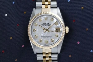 Damen Rolex Datejust 31 mm weißes Perlmutt Zifferblatt bicolor Diamant Uhr - Bild 1 von 11