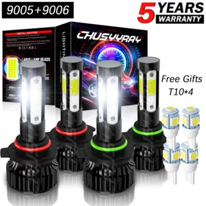 For GMC Sierra 1500 99-06 9005 9006 LED Headlights Kit Combo Bulbs 6000K 4-Sides - Picture 1 of 14