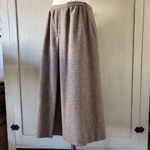 Vintage Union Made Wool Tweed Midi Skirt Women Medium Pockets Pleated Academia - Picture 1 of 24