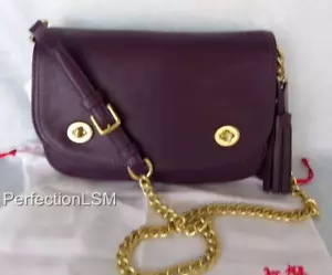 NWT Coach 25361 Legacy Leather Double Gusseted Flap in Black Violet (Plum) Rare! - Picture 1 of 12