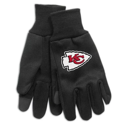 Brand New Men's Adult NFL Kansas City Chiefs  Embroidered Technology Gloves OSFM Cover