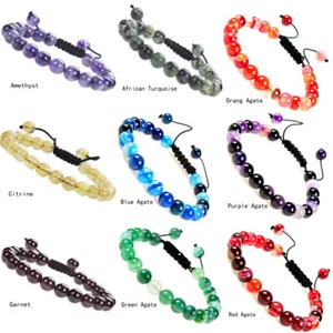 Handgefertigt 8mm natürliche heilende Kraft Edelstein Perlen verstellbares Armband für Unisex - Bild 1 von 53