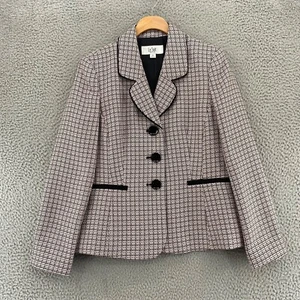 Blazer Le Suit Mujer 8 Pequeño Rosa Negro Tweed Bolsillos Abotonados Carrera Francesa - Imagen 1 de 10
