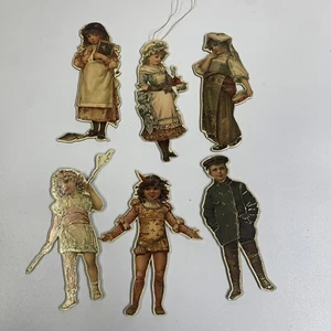 Vintage vittoriano bambini ornamento o etichetta regalo Merrimack set 6 pezzi altezza 5" - Foto 1 di 7