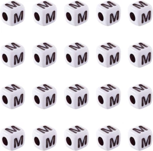 240Pcs Cube White Acrylic Letter Beads 5X5X5Mm Letter M Alphabet Beads for DIY B - Picture 1 of 7